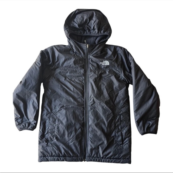 The North Face Boys Jacket Medium Black Hoodie Fleece Softshell Outdoor - Picture 1 of 12